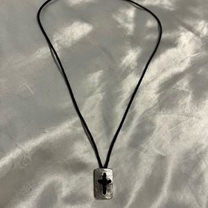 James Avery Leather Cross Shield Necklace